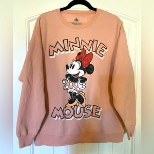Disney Parks vintage style Minnie Mouse sweatshirt pullover pink Large